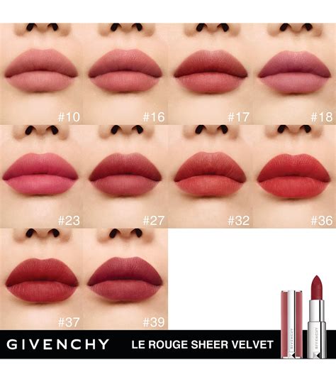 givenchy sheer velvet lipstick swatches|Givenchy le rouge sheer velvet.